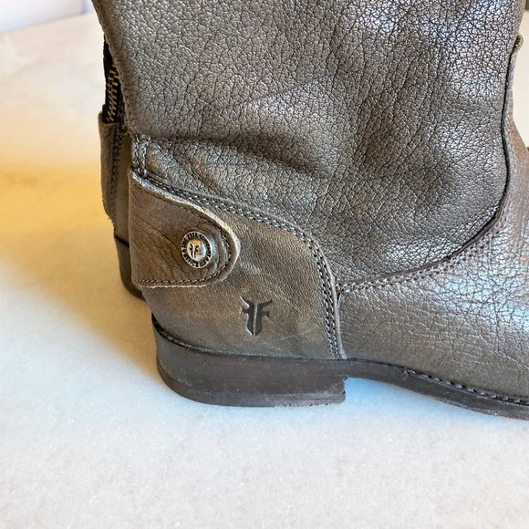 Frye Melissa tall leather boot with back zipper flat / low heel brown equestrian - Picture 12 of 14